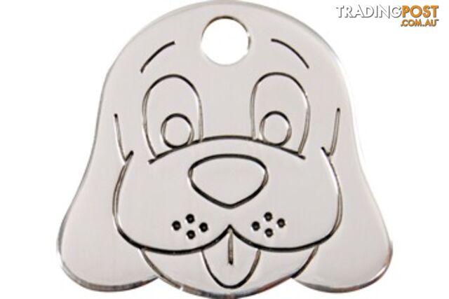 RED DINGO STAINLESS STEEL DOG FACE TAG - LIFETIME