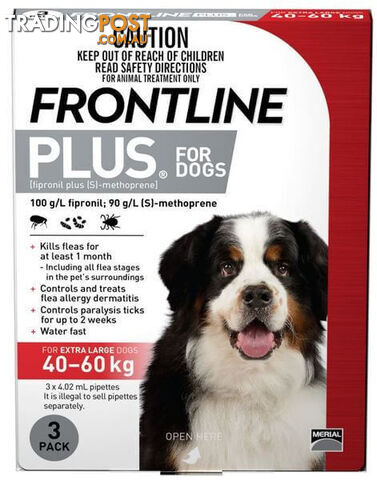 FRONTLINE PLUS FOR EXTRA LARGE DOGS 40-60KG (RED)