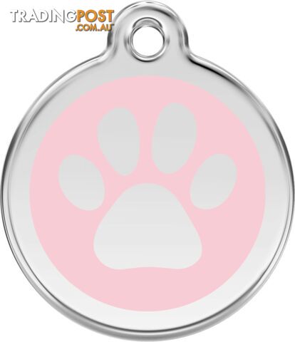 RED DINGO ENAMEL PAW PRINT TAG HOT PINK - LIFETIME