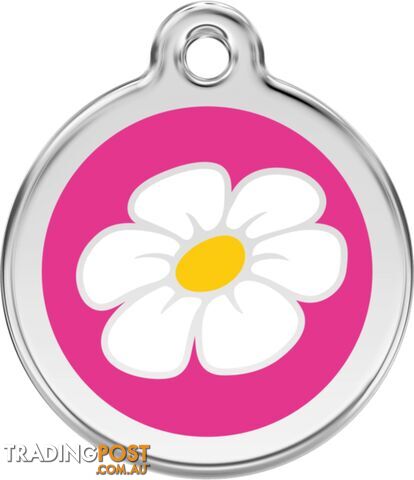 RED DINGO ENAMEL DAISY TAG - HOT PINK - LIFETIME G