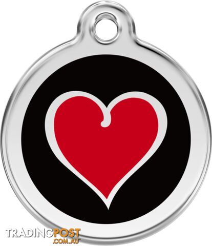 RED DINGO ENAMEL BLACK/RED HEART TAG - LIFETIME GU