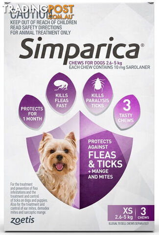 SIMPARICA PUPPY & SMALL DOG 2.6 - 5 KG (PURPLE