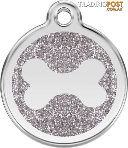 RED DINGO GLITTER BONE TAG SILVER - LIFETIME GUARA