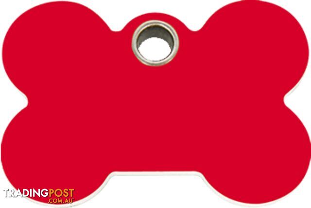 RED DINGO - PLASTIC BONE TAG - RED - ENGRAVED - photo 1 of 3