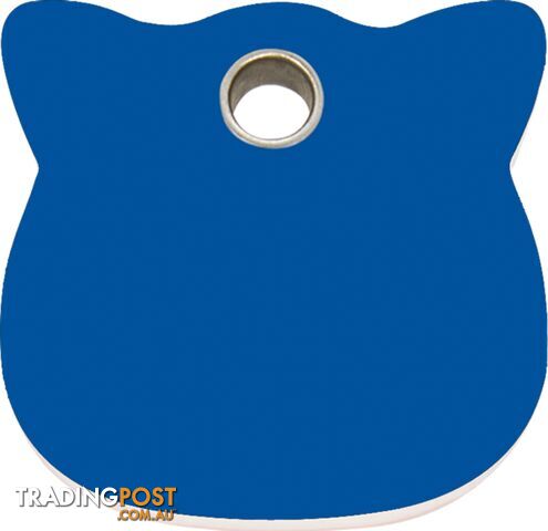RED DINGO - PLASTIC CAT HEAD TAG - DARK BLUE ENGR