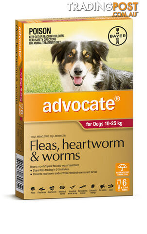 ADVOCATE FOR DOGS 10-25KG (RED) - FLEAS, HEARTWORM