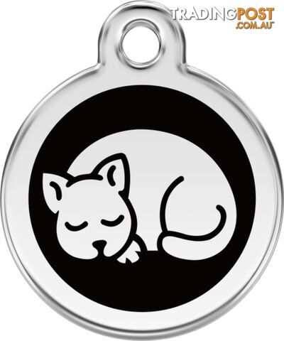 RED DINGO ENAMEL KITTEN TAG - BLACK - LIFETIME GUA