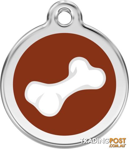 RED DINGO 2D BONE TAG BROWN - LIFETIME GUARANTEE -