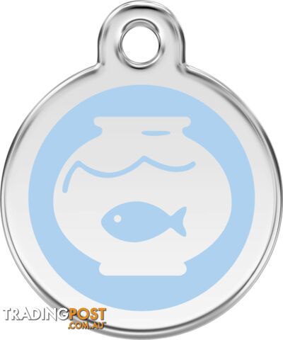 RED DINGO ENAMEL FISH BOWL TAG - LIGHT BLUE - LIFE