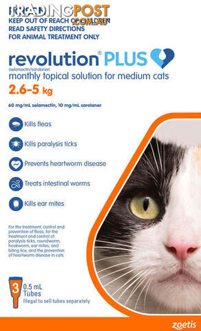 REVOLUTION PLUS FOR MEDIUM CATS 2.6-5KG - ORANGE