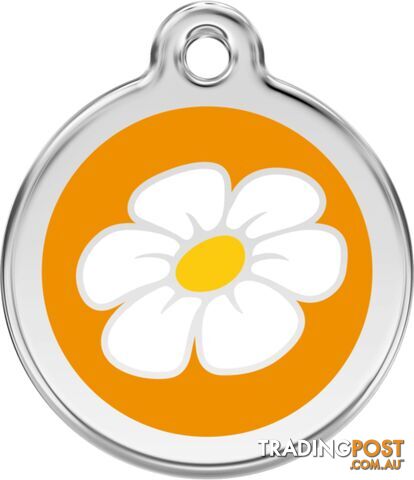 RED DINGO ENAMEL DAISY TAG - ORANGE - LIFETIME GUA