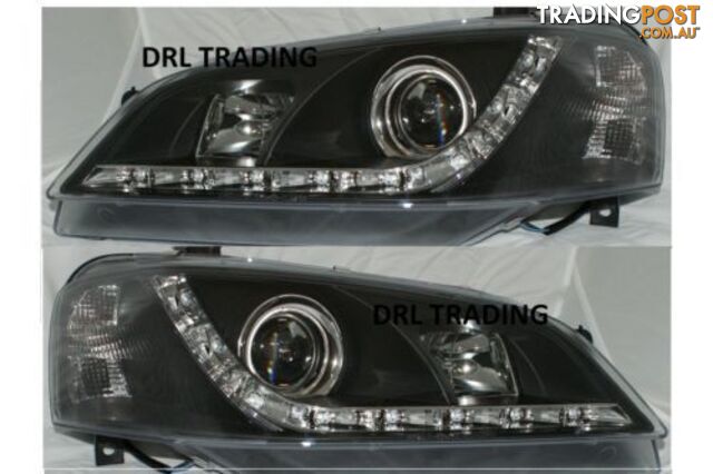 Ford Falcon BA Sedan Ute Wagon DRL Like LED Black Headlights New