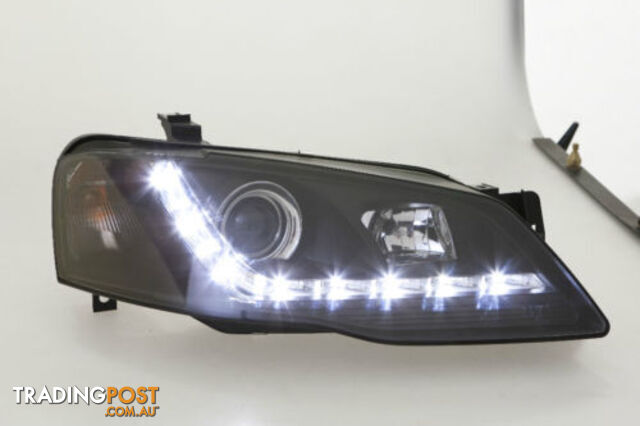 Ford Falcon BF Sedan Wagon DRL LED Projector Black Headlights New