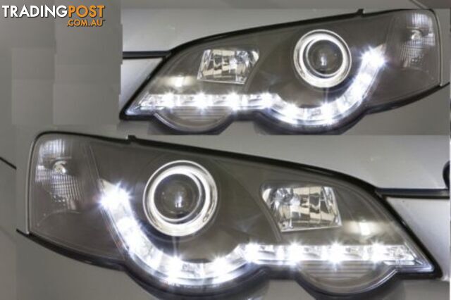 Ford Falcon BA BF XR6 XR8 Models LED DRL Like Black Headlights