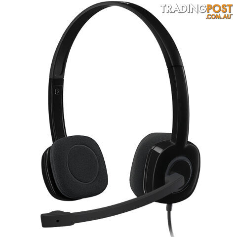 Logitech H151 Stereo Headset Light Weight Adjustable Headphone with Microphone 3.5mm jack In-line audio controls Noise-cancelling - SPLT-H151BLK