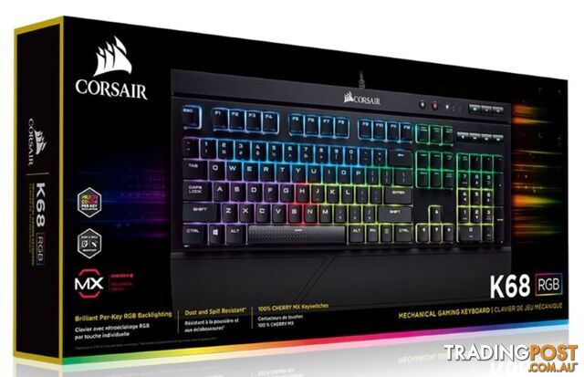 Corsair K68 RGB Mechanical Gaming Keyboard, Backlit RGB LED, Cherry MX Red, IP32 Dust and Spill Resistant. - KBCH-K68REDRGB