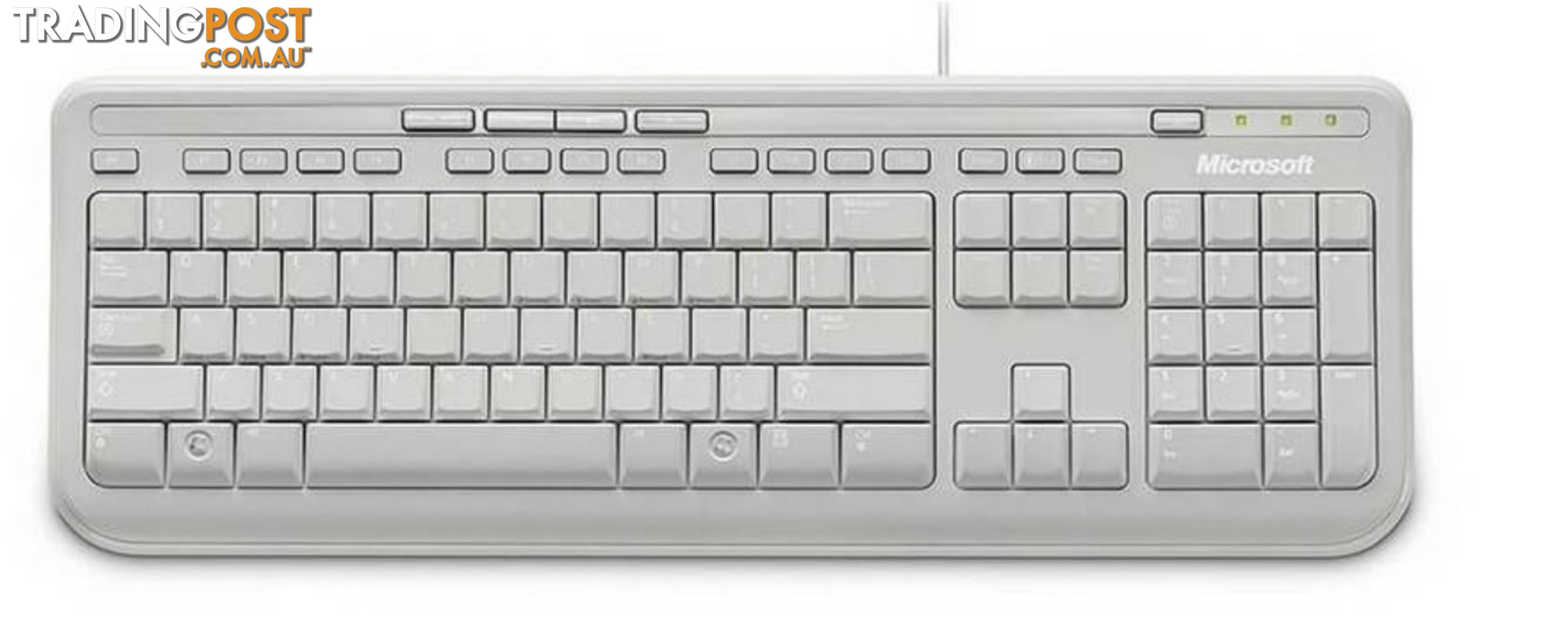 Microsoft Wired 600 Keyboard Only USB, 3 Year, ANB-00034 Retail Pack, White - KBMSWKB600WH