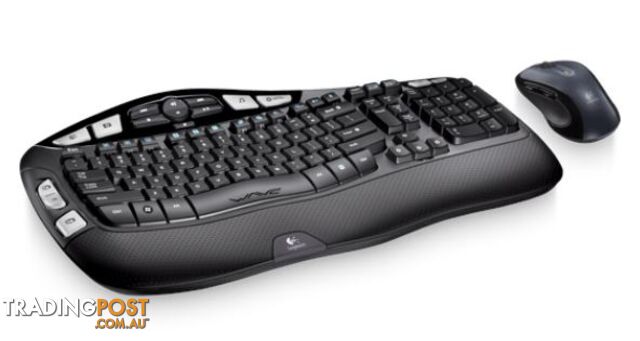Logitech MK550 Wireless Wave Keyboard Mouse Combo Black Wave-shaped key frame Cushioned, Hand-friendly, Strong batteries - KBLT-MK550