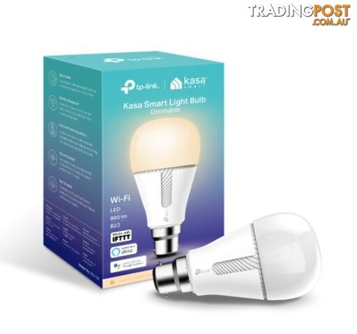 TP-Link KL110B Kasa Smart Light Bulb, Bayonet Fitting, Dimmable, No Hub Required, Voice Control, 2700K, 800lm, 10W, 2.4 GHz, 2 Year Warranty - HETL-KL110B