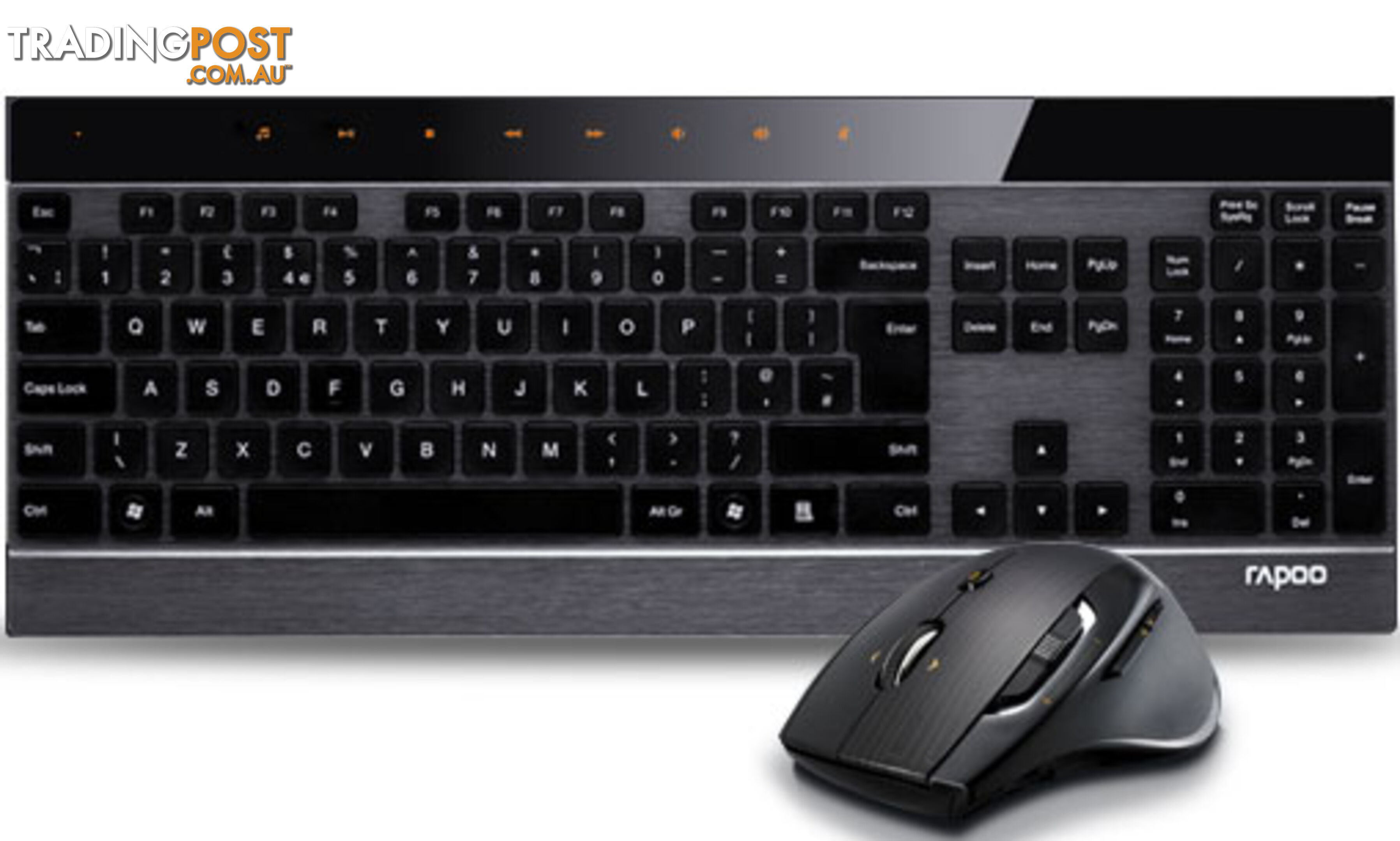 RAPOO 8900P 5GHz Wireless Laser Metal Keyboard Mouse Combo â UltraThin Adjustable HD Laser Engine - KBRP-8900P