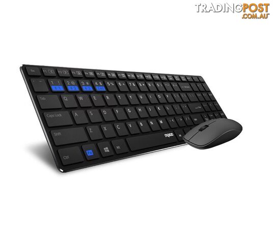 RAPOO 9300M Bluetooth & 2.4G Wireless Multi-mode Keyboard Mouse Combo Black â 1300DPI Spill-Resistant 5.6mm Ultra-Slim ~ 9060M - KBRP-9300M-BLACK