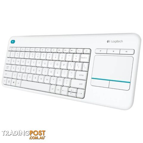 Logitech K400 Plus White Wireless Keyboard with Touchpad & Entertainment Media Keys Tiny USB Unifying receiver for HTPC connected TVs ~KBLT-K830BT(LS) - KBL-K400PLUS-W