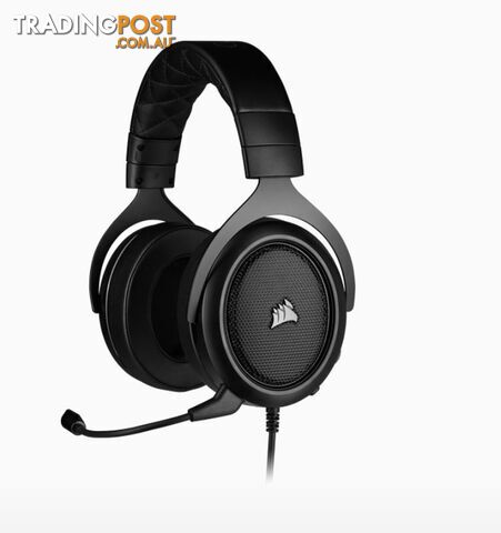 Corsair HS50 PRO Carbon STEREO Gaming Headset, Plush Foam, 50mm neodymium Drivers, Uni-directional microphone, Discord certified. Multi-Platform - SPCA-HS50PRO-CB
