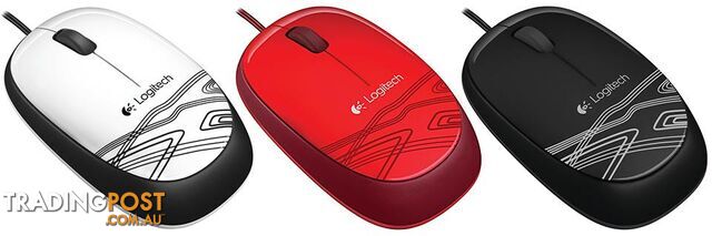 Logitech M105 Corded Optical Mouse Red â High-definition optical tracking Full-size comfort Ambidextrous design (LS) - MILT-M105RED