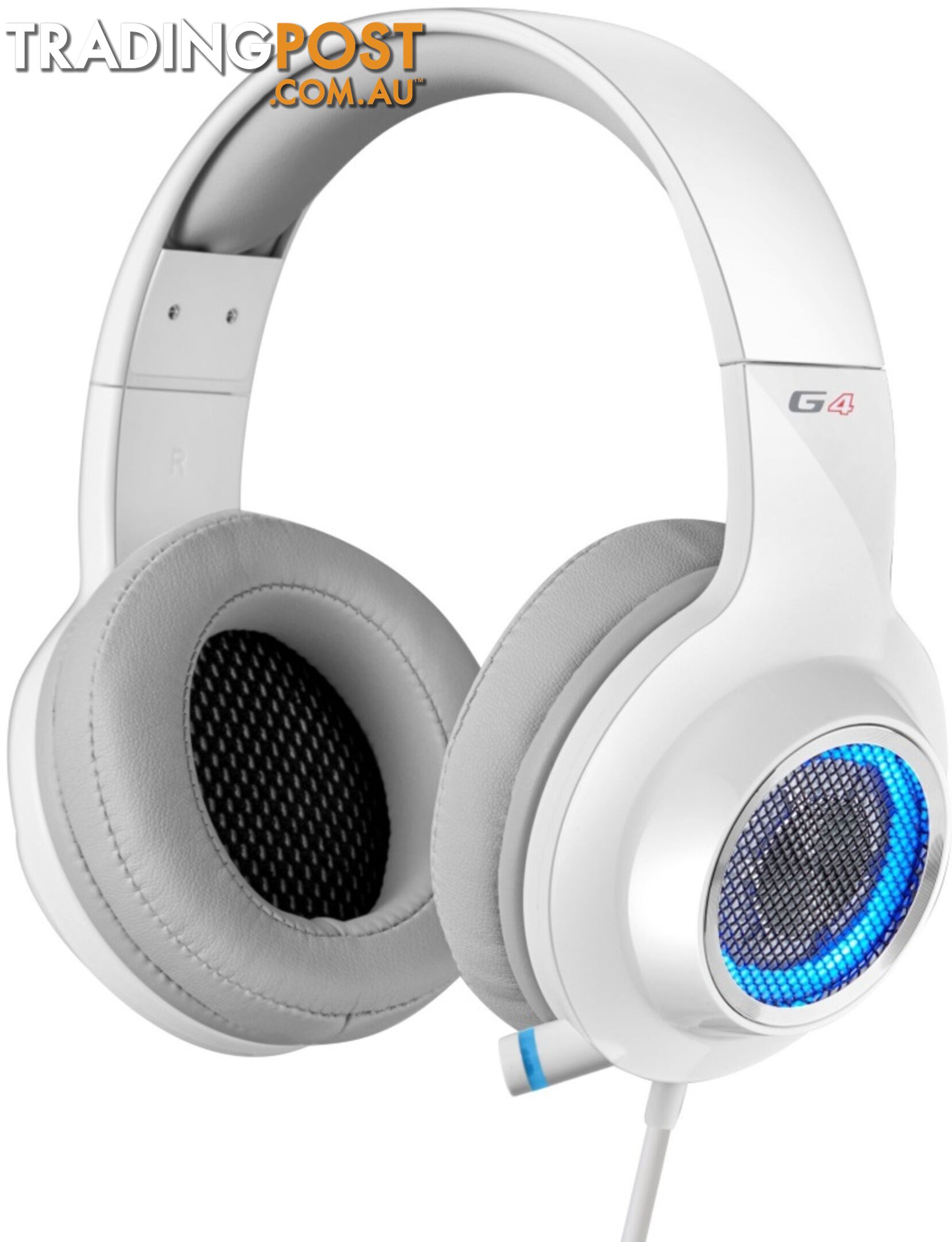 Edifier G4 7.1 Virtual Surround Sound USB Gaming Headset White â V7.1 Surround Sound/ Retractable Mic/LED Lights Mesh/USB/Gaming/PC/Laptop - SPE-G4-WHITE