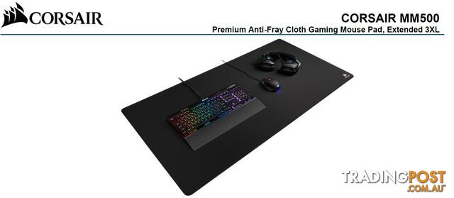 Corsair MM500 EXTENDED 3XL Anti-Fray and Comfort Gaming, 1220mm x 610mm x 3mm GAMING MOUSE MAT - MICH-MM500-EXT3XL
