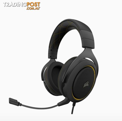 Corsair HS60 PRO Black Yellow Trim STEREO 7.1 Surround, memory foam, Discord Certified, PC and Console compatible Gaming Headset - SPCA-HS60PRO-YL