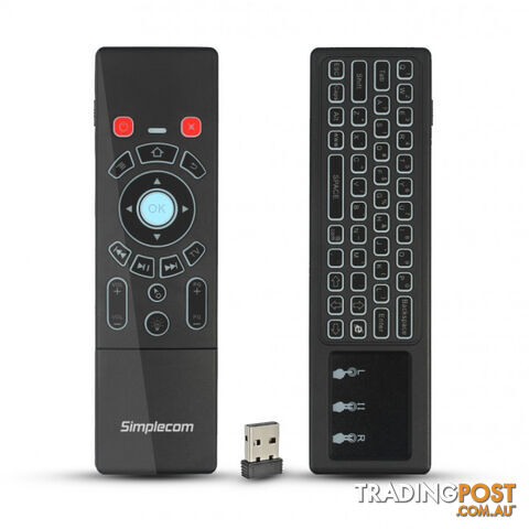 Simplecom RT250 Rechargeable 2.4GHz Wireless Remote Air Mouse Keyboard with Touch Pad and Backlight - MISI-RT250