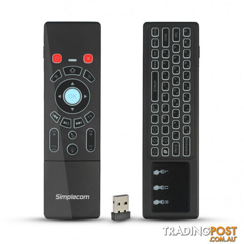 Simplecom RT250 Rechargeable 2.4GHz Wireless Remote Air Mouse Keyboard with Touch Pad and Backlight - MISI-RT250