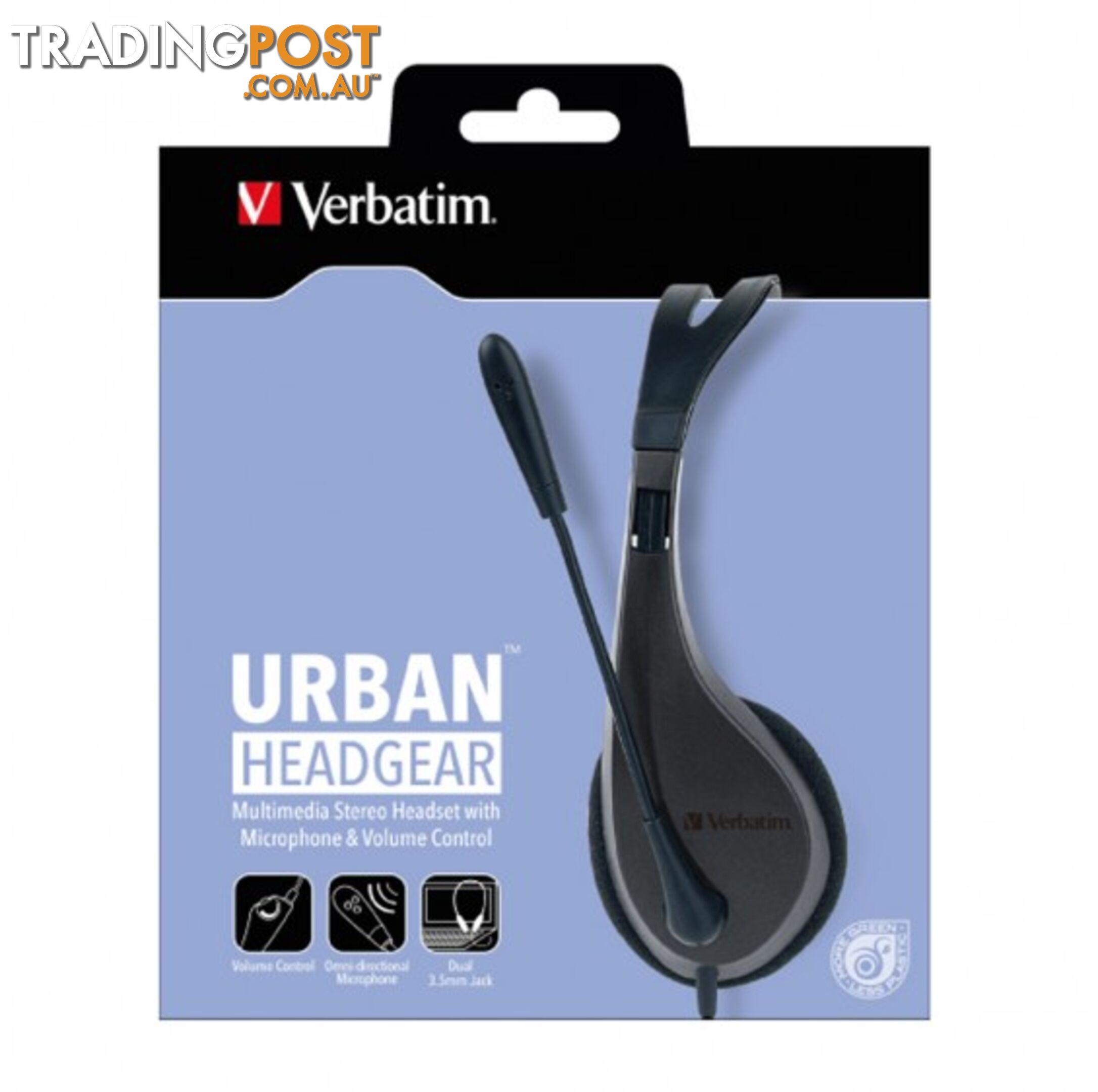 Verbatim Multimedia Headset with Microphone â Wide Frequency Stereo, 40mm Drivers, Comfortable Ergonomic Fit, Adjustable, Built-in, omni-directional - SPH-41646