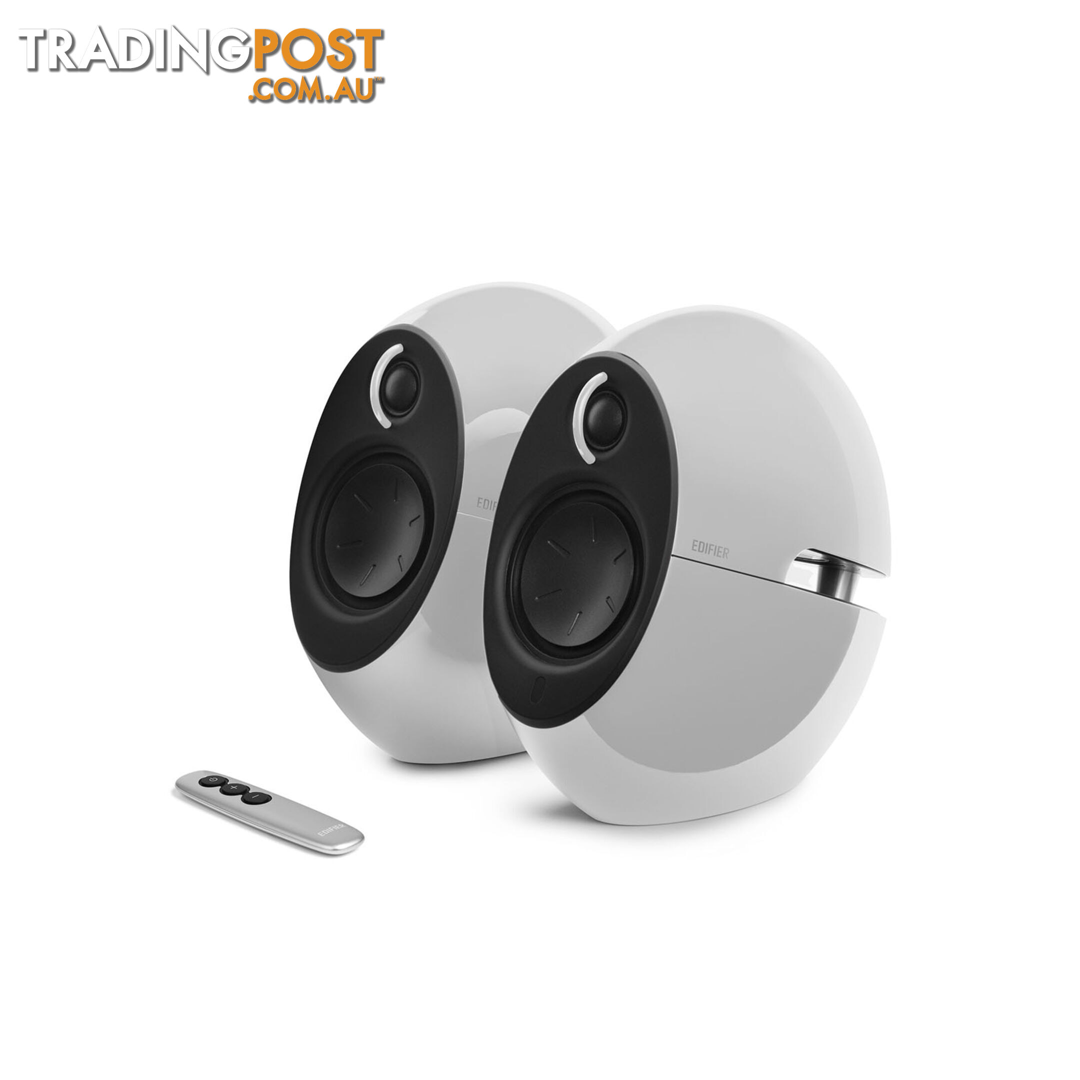 Edifier E25HD LUNA HD Bluetooth Speakers White â BT 4.0/3.5mm AUX/Optical DSP/ 74W Speakers/ Curved design/Dual 2Ã3 Passive Bass/Wireless Remote - SPE-E25HD-WT