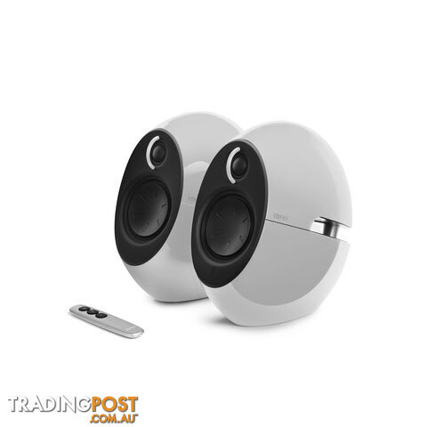 Edifier E25HD LUNA HD Bluetooth Speakers White â BT 4.0/3.5mm AUX/Optical DSP/ 74W Speakers/ Curved design/Dual 2Ã3 Passive Bass/Wireless Remote - SPE-E25HD-WT