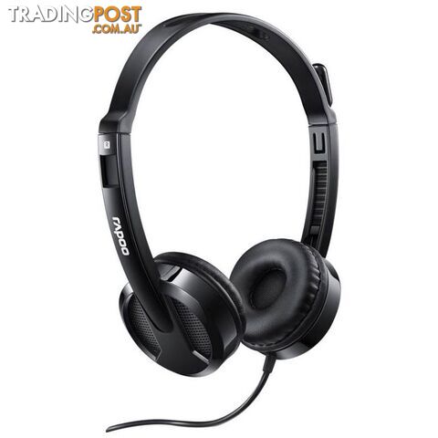 RAPOO H100 Wired Stereo Headsets â HD Voice Rotary Microphone Volume Adjustment 3.5mm - SP-H100-BLACK