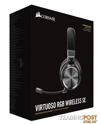 Corsair Virtuoso Wireless RGB SE Gunmetal 7.1 Headset. High Fidelity Ultra Comfort, supports USB and 3.5mm Gaming Headset - SPCA-VIRTUSE-GM