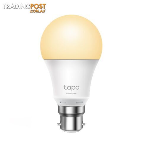 TP-Link Tapo Dimmable Smart Light Bulb L510B Bayonet Fitting Dimmable, No Hub Required, Voice Control, Schedule & Timer 2700K 8.7W 2.4 GHz 802.11b/g/n - HETL-TCL510B
