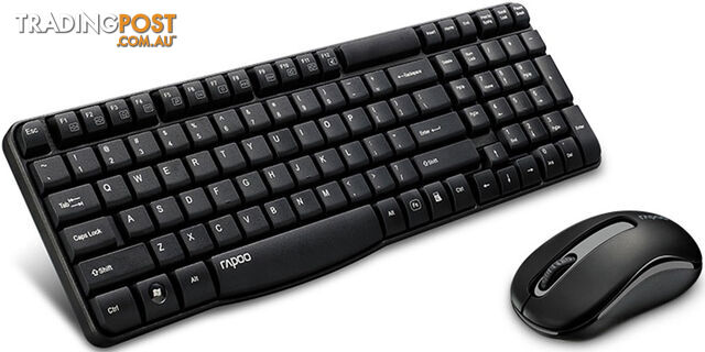 RAPOO X1800S 2.4GHz Wireless Optical Keyboard Mouse Combo Black â 1000DPI Nano Receiver 12m Battery - KBRP-X1800S-BLACK