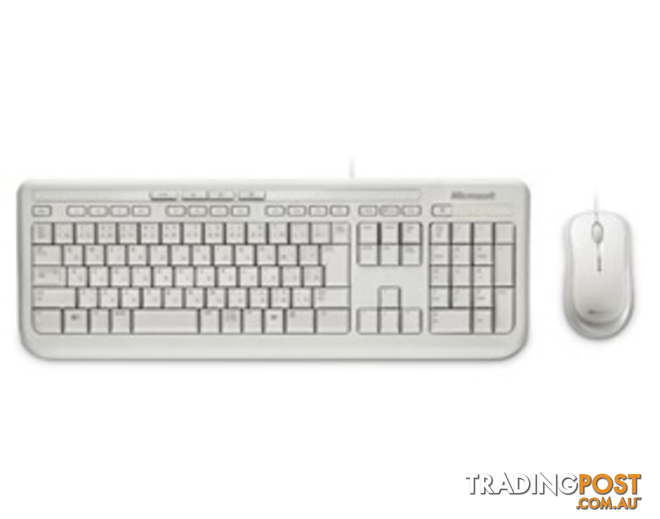 Microsoft Wired Desktop 600 White USB White Mouse & Keyboard Retail Pack - KBMSDESK600WH