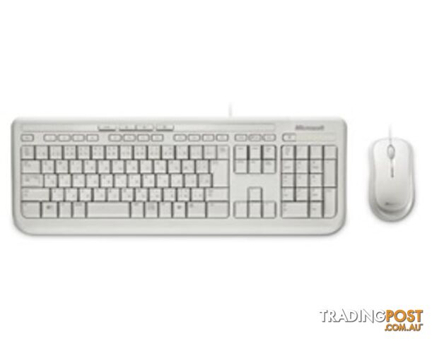 Microsoft Wired Desktop 600 White USB White Mouse & Keyboard Retail Pack - KBMSDESK600WH