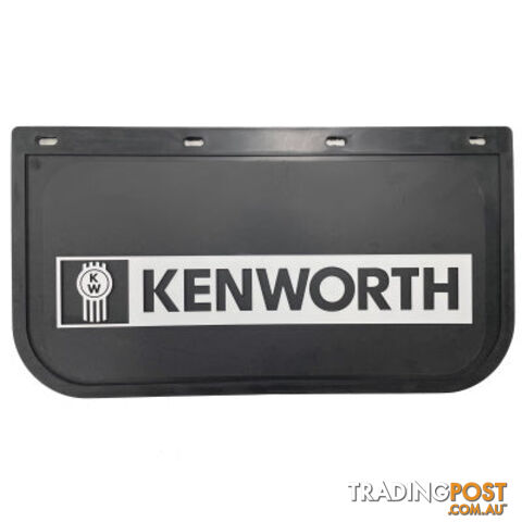 Kenworth Black/White Mudflaps 61x33cm (SINGLE) - SKU: KPMFWB6133