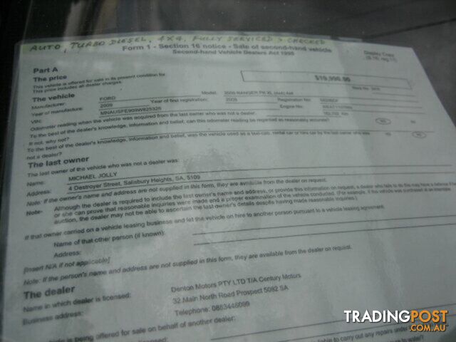2009 Ford Ranger XL (4x4) PK Dual Cab Pick-up - photo 3 of 12