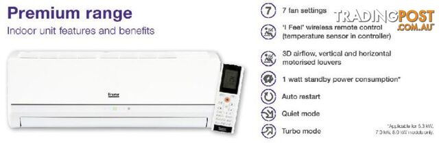 Premium Split System Air Conditioner 2.6kw 5yr warranty - photo 2 of 6