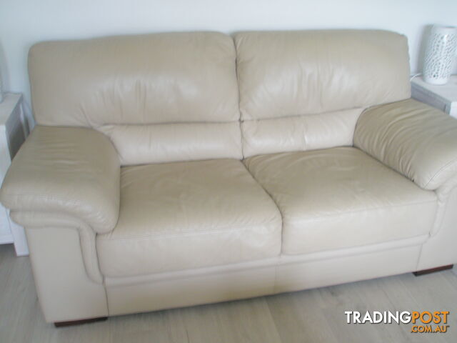 2 Italian beige leather sofas