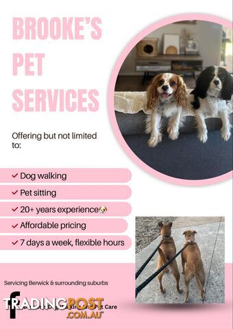 Dog walking and pet sitting