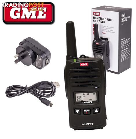 GME 1 WATT TX667 80 CHANNEL HAND HELD HANDHELD UHF CB RADIO SMALL TWO WAY NEW