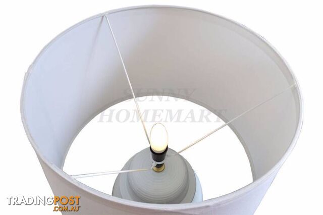 New Light Blue Glazed Ceramic Base with white shade Table Lamp - photo 5 of 8