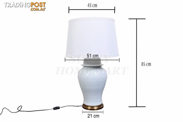 New Light Blue Glazed Ceramic Base with white shade Table Lamp - photo 3 of 8